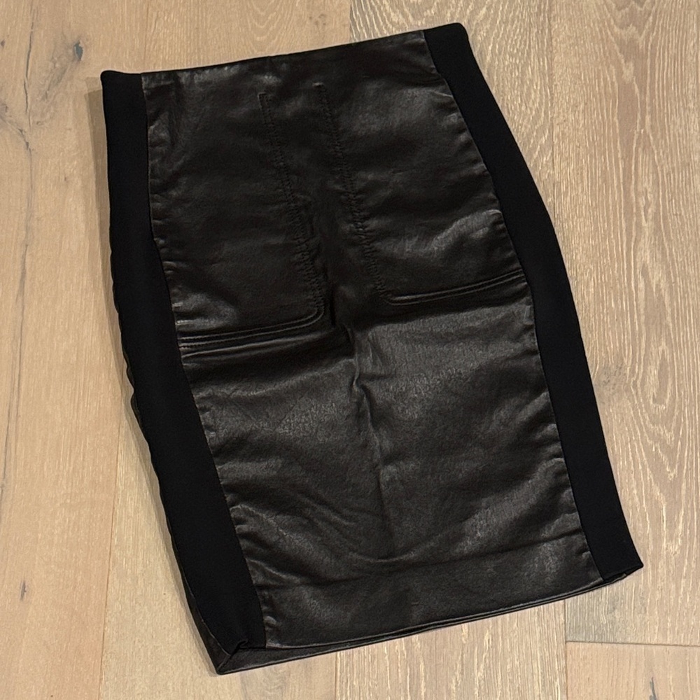 Vintage Balenciaga Black Leather Pencil Skirt Size 38